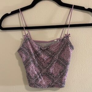 Pacsun purple bandana print cropped tank top XS